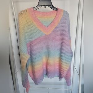 Colorful Pastel Knit Sweater Plus Size 2xl